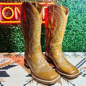 Women’s Mexican Leather Brown Western Boots Cow Girl
